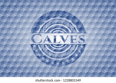 Calves blue polygonal badge.