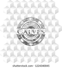 Calves grey emblem with geometric cube white background