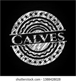 Calves written on a blackboard. Vector Illustration. Detailed.
