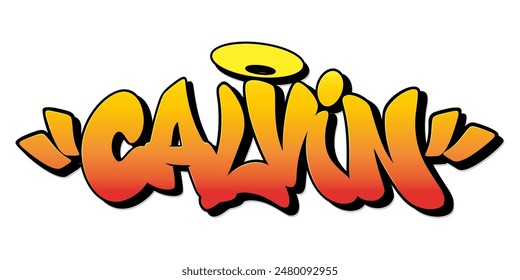 Calvin name in graffiti style. Vector illustration.