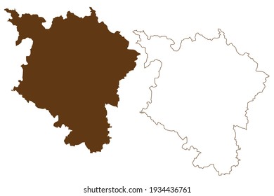 Calw district (Federal Republic of Germany, rural district, Baden-Wurttemberg State) map vector illustration, scribble sketch Calw map