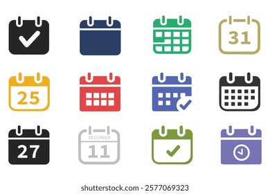 Calwndae icon set. calendar symbols. clock vector