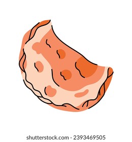 Calzone color element. Cartoon street food. Isolated vector illustration.