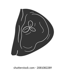 Calzone Icon Silhouette Illustration. Italian Food Vector Graphic Pictogram Symbol Clip Art. Doodle Sketch Black Sign.