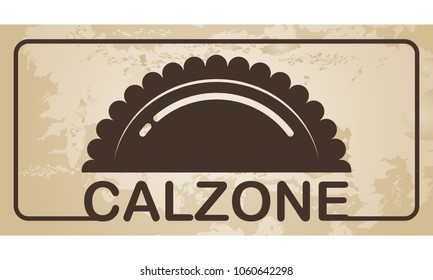 Calzone - italian folded pizza with mozzarella and salami - vector