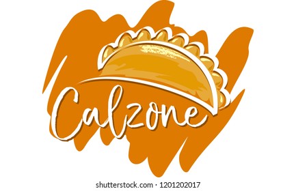 Calzone - italian folded pizza with mozzarella and salami - vector