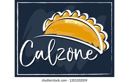 Calzone - italian folded pizza with mozzarella and salami - vector