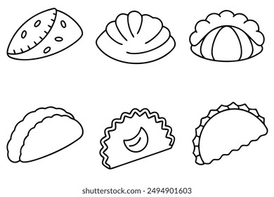 Calzone line art beautiful Italian pastry illustration