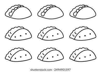 Calzone line art detailed food drawing