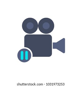Cam camera film movie pause record icon. Vector illustration