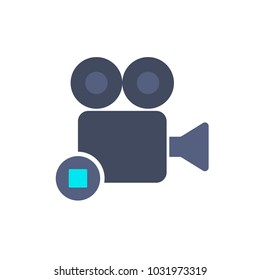 Cam camera film movie record stop icon. Vector illustration