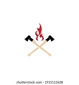 Cam Fire with crossed axes Logo Design Inspiration