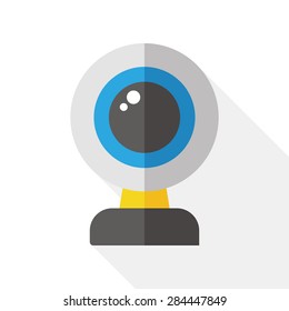 cam flat icon with long shadow