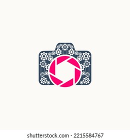 cam gear logo design vector
