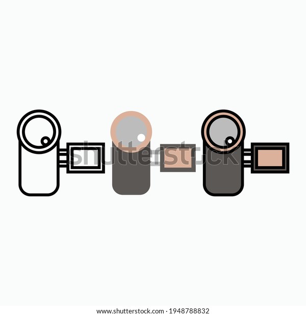 cam icon, camera icon, optical icon, record video\
in various styles