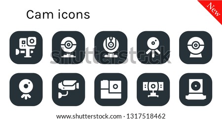 cam icon set. 10 filled cam icons.  Collection Of - Gopro, Webcam, Web cam, Surveillance