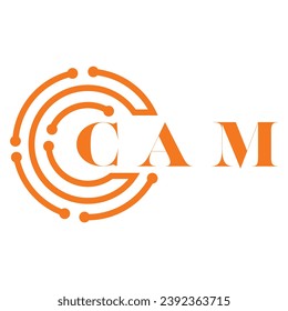 Diseño de letras CAM. Diseño del logotipo de la tecnología de letras CAM sobre fondo blanco. Diseño del logotipo del Monograma CAM para emprendedores y empresas