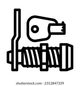 cam lock key hardware furniture fitting line icon vector. cam lock key hardware furniture fitting sign. isolated contour symbol black illustration
