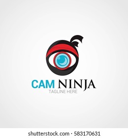 Cam Ninja Logo Design Template. Vector Illustration