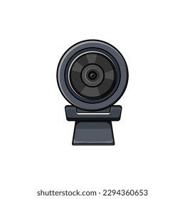 caricatura de cámara web cam. tecnología de cámara, señal de cámara web de cámara de equipo digital. ilustración vectorial de símbolo aislado