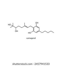 Camagerol skeletal structure diagram. compound molecule scientific illustration on white background.