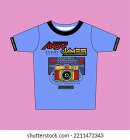 camara ANDY JAMES T-SHIRT BLUE SUPER  JUST SAY GHEESE FASHION PLEASE SMILE