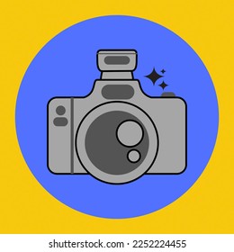 camara icon isolated on yellow