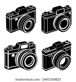 Camara silhouette design vector illustration bundle set for World Photography Day concept