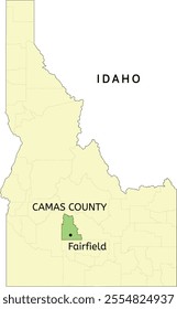 Camas County and city of Fairfield location on Idaho state map