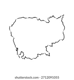 Camboja, mapa de contorno, esboço vetorial