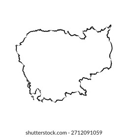 Camboja, mapa de contorno, esboço vetorial