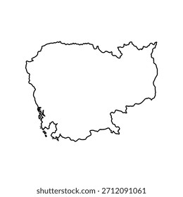 Camboja, mapa de contorno, esboço vetorial