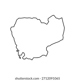 Kambodscha, Konturkarte, Vektorskizze