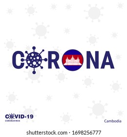 Cambodia Coronavirus Typography. COVID-19 country banner. Stay home, Stay Healthy. Take care of your own health