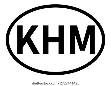 Cambodia country code KHM icon vector on a white background
Country code abbreviation oval sticker icon on a white background