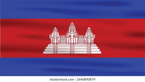 Cambodia Country Flag 3d. Official Cambodia Flag With Original Color and Size Proportion
