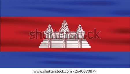 Cambodia Country Flag 3d. Official Cambodia Flag With Original Color and Size Proportion