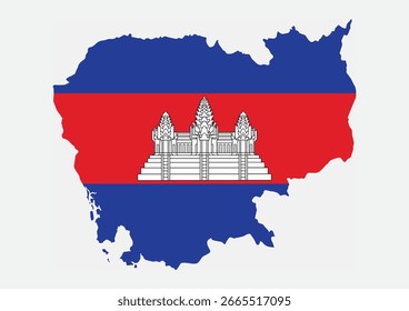 Kambodschanische Landesflagge auf der Karte, Vektorbild
