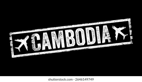 Camboja - é um país do Sudeste Asiático Continental, carimbo de texto com avião