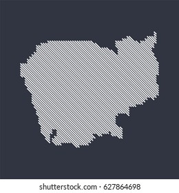 Cambodia country map made from angled white lines