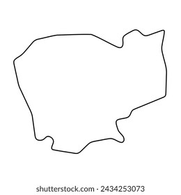 Cambodia country simplified map. Thin black outline contour. Simple vector icon