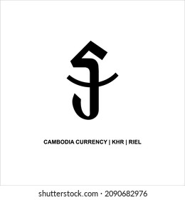 Cambodia Currency Icon Symbol With Iso Code. Vector Illustration
