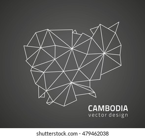 Cambodia dark vector outline map