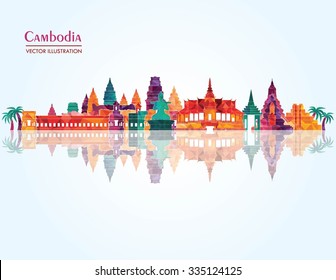 Cambodia detailed skyline. Vector illustration 