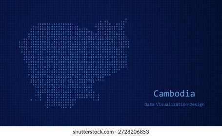 Camboya Mapa digital formado con unos y ceros para el diseño de visualización de datos