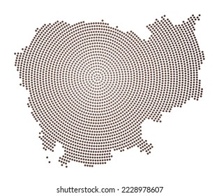 Mapa de puntos de Camboya. Forma de estilo digital de Camboya. Icono tecnológico del país con puntos degradados. Increíble ilustración vectorial.