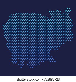 Cambodia Dotted Map Vector Round Design Gradient Art illustration Abstract.
