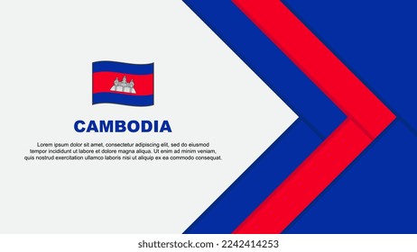 Plantilla de diseño de fondo de resumen de bandera de Camboya. Ilustración del vector de caricaturas del Día de la Independencia de Camboya. Caricatura de Camboya