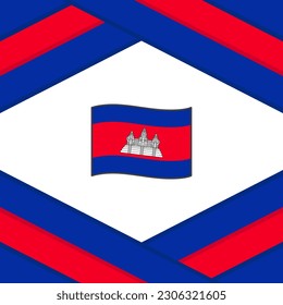 Cambodia Flag Abstract Background Design Template. Cambodia Independence Day Banner Social Media Post. Cambodia Template