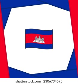 Plantilla de diseño de fondo de resumen de bandera de Camboya. Cartel del Día de la Independencia de Camboya en medios sociales. Banner de Camboya
